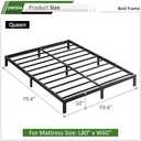 EMODA Queen Bed Frame No Box Spring Needed 10 Inch Heavy Duty Metal Platform BedFrame Queen Size with Steel Slats, Easy Assembly, Black