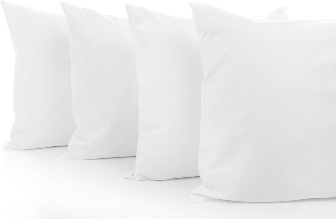 Comfort Beddings Standard Pillow Cases Set of 4 White 100% Organic Cotton 600 Thread Count Premium White Cotton Pillowcases, Standard Pillowcase Pillow Covers, 20 x 26 inch