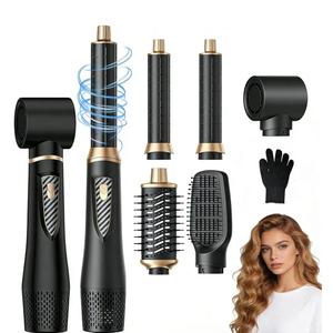 Atopskins 5 in 1 Hair Dryer Brush - Ionic Hot Air Styler for Fast Drying Auto Curling, 3 Heat Settings Blow Dryer, Frizz-Free Shine All Hair Types Hair Styling Tool Gift for Women (Black)