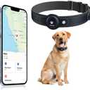 GPS Tracker for Dogs, 2 in 1 Pet Tracking Smart Collar (Only iOS), No Monthly Fee GPS Tracker Dog Collar, Real-time Location Comfortable PU Tracker Tag for Small, Medium Large Dogs(Locator Included)