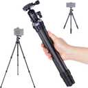 AOKA 28-inch/1.1 lb Mini Portable Carbon Fiber Tripod, Lightweight and Compact Travel Desktop Tripod for Mobile Phones, Mirrorless Cameras, Camcorders, Projectors, Webcams