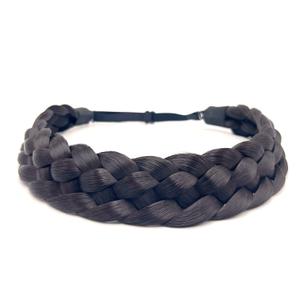 Braided Headband 5 Strands Synthetic Classic Chunky Elastic Braid Headband Women Ms Bohemian Trendy Hair Braid (brown black)