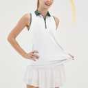 LastFor1 Women's Sleeveless Golf Shirts Racerback Polo with 1/4 Zipper Collar UPF 50+ Lightweight Quick Dry Tennis Tank Tops (White, S)