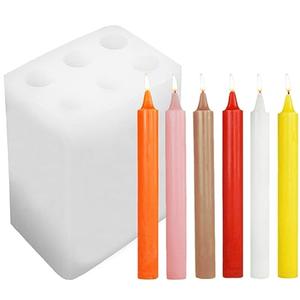 TOPYS 6 Holes Long Cylinder Silicone Candle Molds, Pillar Cylinder Shape Mold for Aromatherapy Candle Soy Wax Soap Clay Craft Plaster Resin Handmade Crafts Gifts Birthday Cake Decor(5.9in)