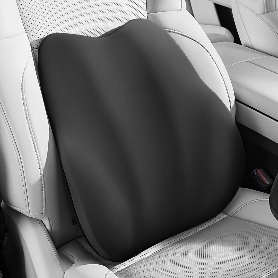 BEBAS Lumbar Support Pillow for Car, Memory Foam Back Cushion for Driving, Ergonomic Lumbar Pillow for Pain Relief, Comfort Lower Back Support for Office Chairs, Car Seat, Wheelchair, Black, 15(L)×4.3(W)×17 in(H)