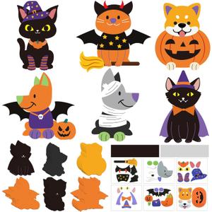 Copkim 30 Sets Halloween Craft Kit DIY Halloween Pets Magnet Craft Make Your Own Pet Decorations for Fun Home Activity Party Supplies Adults