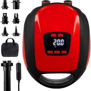 Paddle Board Pump, SUP Electric Pump, Professional 20 PSI Portable Air Compressor with Auto-Off, Deflation Function and 12V DC Car Cigarette Lighter for Inflatables, Kayaks and Boa Red