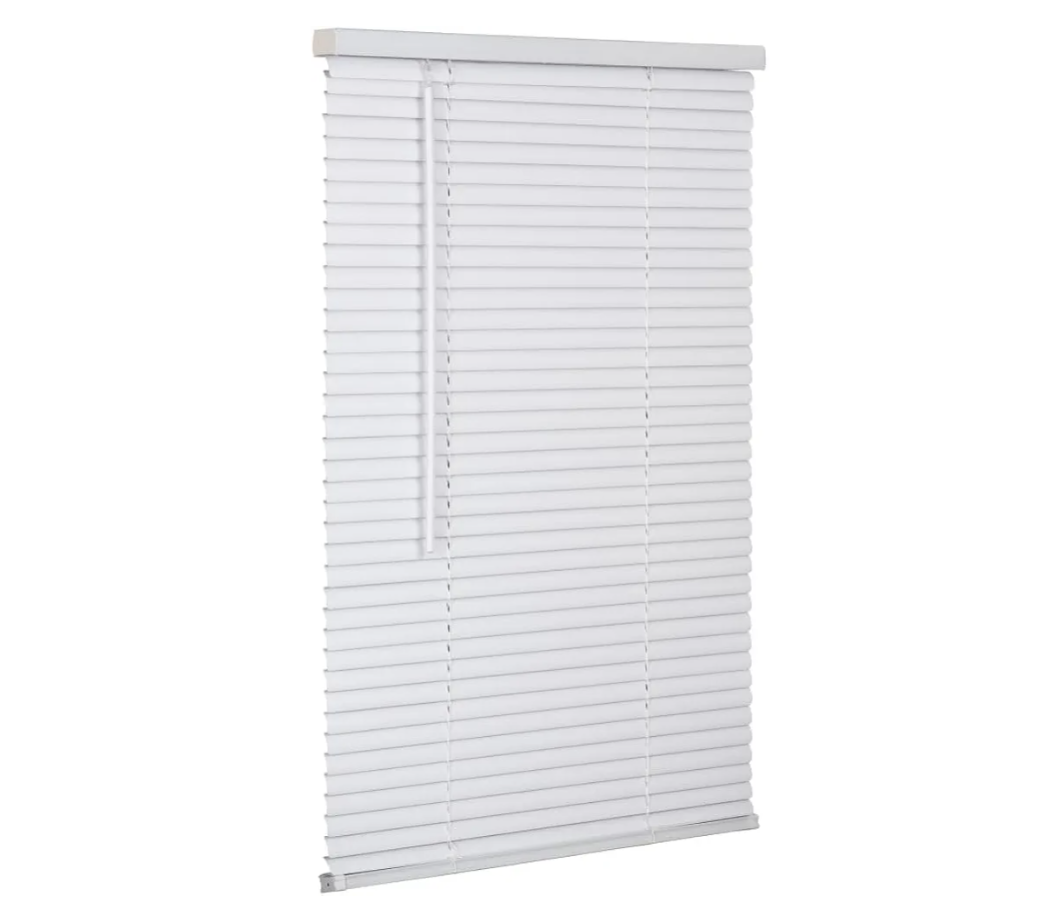 LOTUS & WINDOWARE 1" Premium Vinyl Blind, Room Darkening, Cordless, 40" Wide x 60" Long, White - Horizontal Window Blinds for Interior, Door Blinds - Camper Blinds, 1" Slat Size
