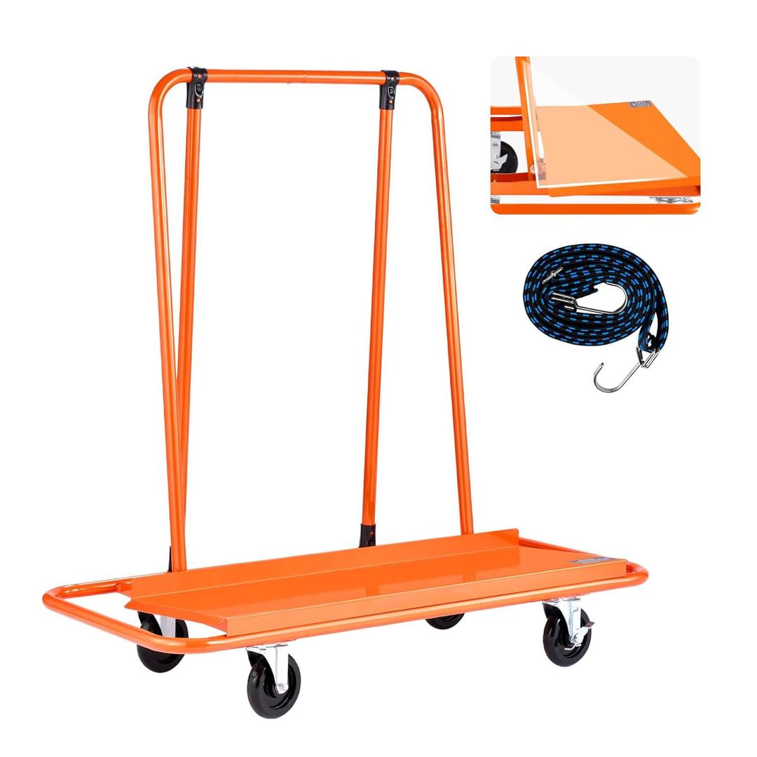 VEVOR Heavy-Duty Panel Dolly, Drywall Cart Features 45.28" x 21.8" Deck & 5" Swivel Wheels, Drywall Sheet Cart, Handling Wall Panel, Sheetrock, Lumber, Ideal for Garage, Home, Warehouse