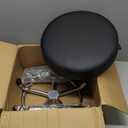 Adjustable Rolling Stool with Wheels Heavy Duty 500lb Round Rolling Stool with Footrest, Patent Leather Drafting Stool Chair with Wheels Work Spa Salon Seat, Black