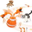 Interactive Dog & Cat Toys for Small Dogs and Indoor Cats - Automatic Moving Ball with Chirping Sound, Motion Activated Self Play Toy to Entertain Bored Pets, Easter Basket Essentials (1 Orange)