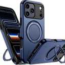 for iPhone 17 Pro Case Magnetic, Military Grade Shockproof Phone Case Cover with 360 Rotatable Metal Ring Stand Kickstand [Compatible with MagSafe] for iPhone 17 Pro, Blue