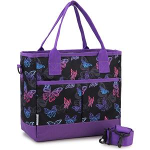 Lunch Bags for Women,VONXURY lnsulated Thermal Adult Lunch Box Large High-capacity Cooler Lunch Tote with Detachable Shoulder Strap for Work College Travel Picnic (Black Butterfly)