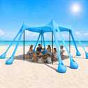 Beach Tent Sun Shelter 10x10 FT Beach Canopy Tent Sun Shade with 8 Sandbags, UPF 50+ Protection Sunscreen Beach Canopy, Outdoor Beach Shade for Sand, Camping Trip, Fishing, Backyard Fun Picnics