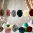 Tenare 24 Pcs Honeycomb Easter Eggs Hanging Decor, Vintage Earth Tone Paper Egg Ornaments, Farmhouse Easter Decor for Egg Tree, Mantel, Garland, Party, Spring 2026 Home Decoration