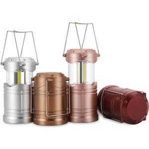 Lichamp LED Camping Lantern, 4 Pack Battery Powered Flashlight for Power Outages, Portable Collapsible Hanging Light Essential for Home, Outdoor, Emergency Lamp Survival Kit Gear for Hurricane, C3 (Silver, Gold, Rose Gold, Burgundy)