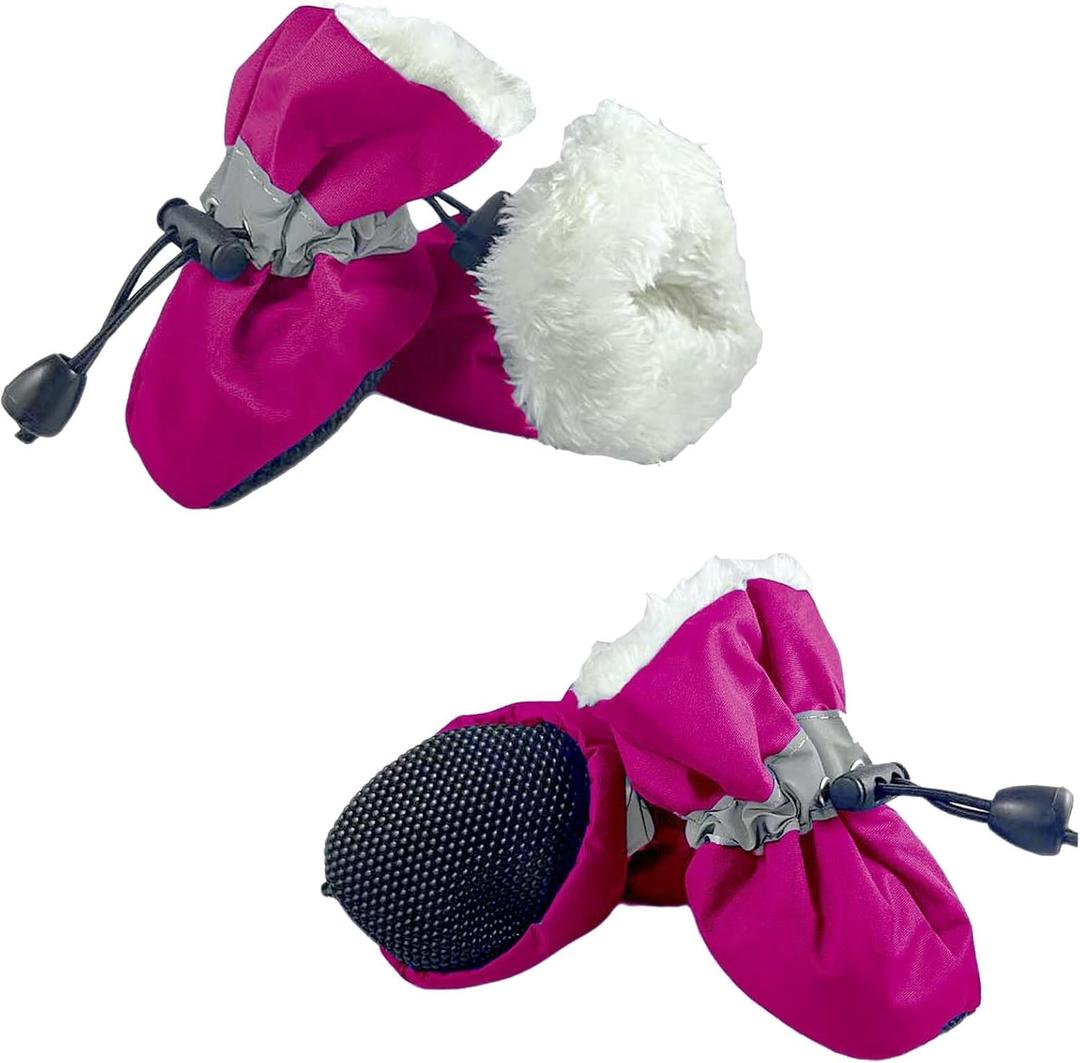 Dog Boots Dog Snow Boots for Winter, Dog Winter Boots Dogs with Anti-Slip Sole and Plush,Boots & Paw Protecto with Reflective Straps for Small Medium Dogs 4PCS Size 7