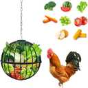 Hanging Chicken Feeder, Large Durable Hanging Chicken Veggie Treat Ball 7.1inch, Chicken Vegetable String Bag Poultry Fruit Holder Chicken Cabbage Feeder Treat Feeding Tool for Poultry