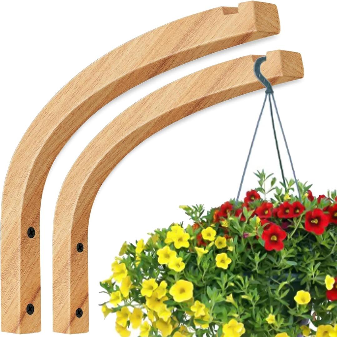 Plant Hanger, Plant Hooks for Hanging Baskets 2 Pcs, Wooden Hanging Baskets, 8.7 Inches, Perfect for Flower Pots, Lanterns, Wind Chimes, Lamp Decorations, and Garden Ornaments