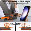 Mondelete for Samsung Galaxy S23 Ultra Case with 360Spin Magnetic Stand-Finger Strap, [Fit for MagSafe][Mil-Grade Protection] Non-Slip Shockproof Ring Holder Matte S23 Ultra Phone Case (Orange) 23