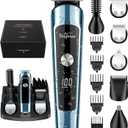 Brightup Beard Trimmer for Men, IPX7 Waterproof Mens Grooming Kit with Cordless Hair Clippers, Electric Razor with LED Display, Shavers for Mustache, Body, Face, Ear, Nose Hair Trimmer, Gifts for Men