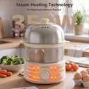 14 Eggs Electric Egg Cooker, 350W Rapid Egg Boiler with 30-Min Timer & Auto Shut-Off, Stainless Steel, Dishwasher Safe for Soft, Medium, Hard Boiled, Steamed Eggs, Vegetables & Seafood, Beige