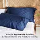 Bedsure King Size Pillow Cases Set of 2, Cooling Pillow Cases King, Rayon Derived from Bamboo Navy Blue Pillowcases, Breathable & Silky Soft Bedding Pillow Covers with Envelope Closure, 20x36 Inches