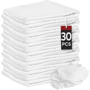 Nabob Wipers New Lint Free Cloth (30 Pack) - 100% Cotton Cleaning Rags Exact Cut - Premium White Rags for Cleaning House - White Rags for Dusting, Staining, Polishing, Painting 18"x18"