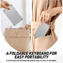 Guiheng Foldable Keyboard - Portable Rechargeable Full Size Ultra Slim Mini Folding Wireless Travel Keyboard for iOS Android Windows Smartphone Tablet and Laptop(Grey)
