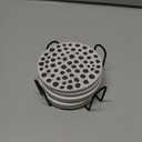 Coaster for Drinks Set of 6, Black White Geometry Absorbent Round Ceramic Stone Mat, with Cork Base and Metal Holder, Gift for Housewarming Room Bar Decor (Doodle Circles)