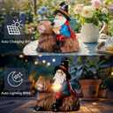 Magic Gnome Riding Highland Cow Statue - Wizard Gnome and Magic Book Outdoor Garden Decor, for Lawns and Yards, Gifts for Women