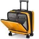 TydeCkare 16" Carry on Luggage with 2 Laptop Compartments, Lightweight Hardshell ABS+PC Suitcase with Dual Control TSA Lock, with YKK Zipper, 4 Spinner Silent Wheels, for Business Travel, Orange