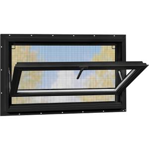 Vinyl Basement Hopper Window, Bathroom Window 32" x 18" Black