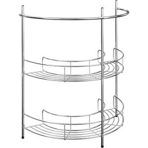 Pedestal Sink Organizer - Compact Under the Sink Rack with 2 Storage Shelves and Towel Holder - Space Saving Bathroom Storage by Lavish Home (Silver)