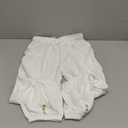 HangNiFang Cotton Linen Capri Pants for Women High Elastic Waisted Drawstring Cropped Pants with Pockets (Small, White)