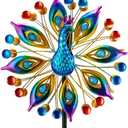 Peacock Outdoor Wind Spinner, 64 Inch Double Wind Sculpture,Waterproof Wind Sculptures & Spinners, Metal Windmill for Garden Yard Patio Decoration (13-Yellow)