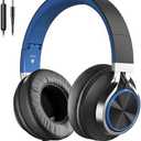 COOSII AC01 Over-Ear Headphones Wired, Passive Noise Isolating Corded Stereo Headsets with Mic Volume Control for Adults Teens 3.5mm for Chromebooks, Laptop, Computer, Tablets, Travel (Black Blue)