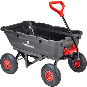 Corona Poly Dump Cart 400 Pound Capacity Quick Release Dumping 10 Inch Pneumatic Tires for Gardening