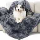 Bedsure Waterproof Dog Blankets for Large Dogs - Cat Blanket for Couch Protector Washable Long Faux Fur,Calming Soft Reversible Throw Furniture Protection for Puppy Pet, 50"x60", Tie-dye Grey