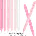 5 x Aesthetic Ballpoint Pens - Macaron Pink Pastel Roller Ball Pens, 0.5mm Retractable Gel Ink Pens | Black Ink | Cute Ball Point Pen - Pack of 6