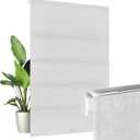 Allesin zen No Drill Cordless Roman Shades 31" x 64" Grayish White, 100% Blackout Linen Fabric Window Blinds, Thermal Insulated Room Darkening for Bedroom, Safe for Kids & Pets