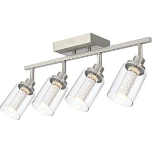 MELUCEE 5-Color 4 Light Brushed Nickel LED Track Lighting Fixtures Ceiling for Kitchen, Dimmable Track Lighting Kit, Adjustable Directional Spot Lights Indoor Wall Lamp, Built-in LED Chips
