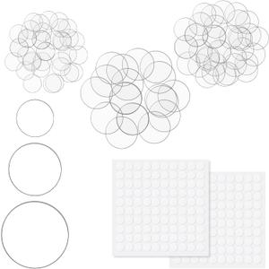 Yerliker 120 Pcs Acrylic Miniature Bases 25mm 35mm 45mm Round Model Bases 2mm Thick Circular War Figure Holders with Mini Clear Round Tapes for Gaming Miniatures Collectible War Table Game(Clear)