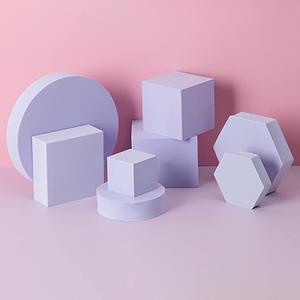 8 PCS Geometric Cube Photo Props Set, Hard Foam Photography Background Props for Goods, Crafts, Lipstick, Jewelry, Cosmetics, Makeup Tools, Food (Purple)