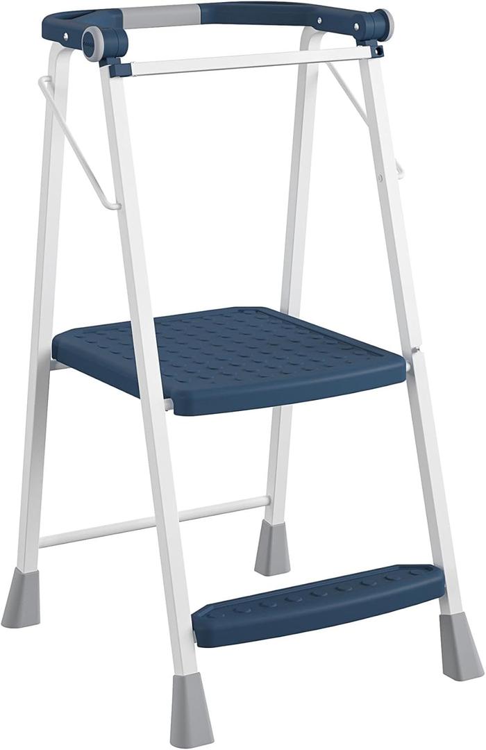 COSCO 2-Step Kitchen Stepper Adult Folding Step Stool, Kids Folding (Steel/Resin) (Navy)