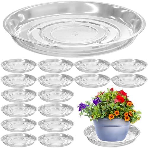 16 Packs 16 Inches Large Clear Plant Saucers for Indoor Outdoor Use Heavy Duty Plastic Plant Trays for Planter Flower Pot Drip Trays to Catch Water, 4 to 20 Inch, Round Transparent : Patio, Lawn & Garden
