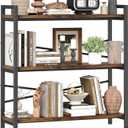 Book Shelf, 3 Tier Bookshelf 31.49" Width, Book Shelf Storage and Organization, Wooden and Metal Industrial Bookcase, Large Book Shelves for Home Living Room Bedroom Office Storage(Vintage)