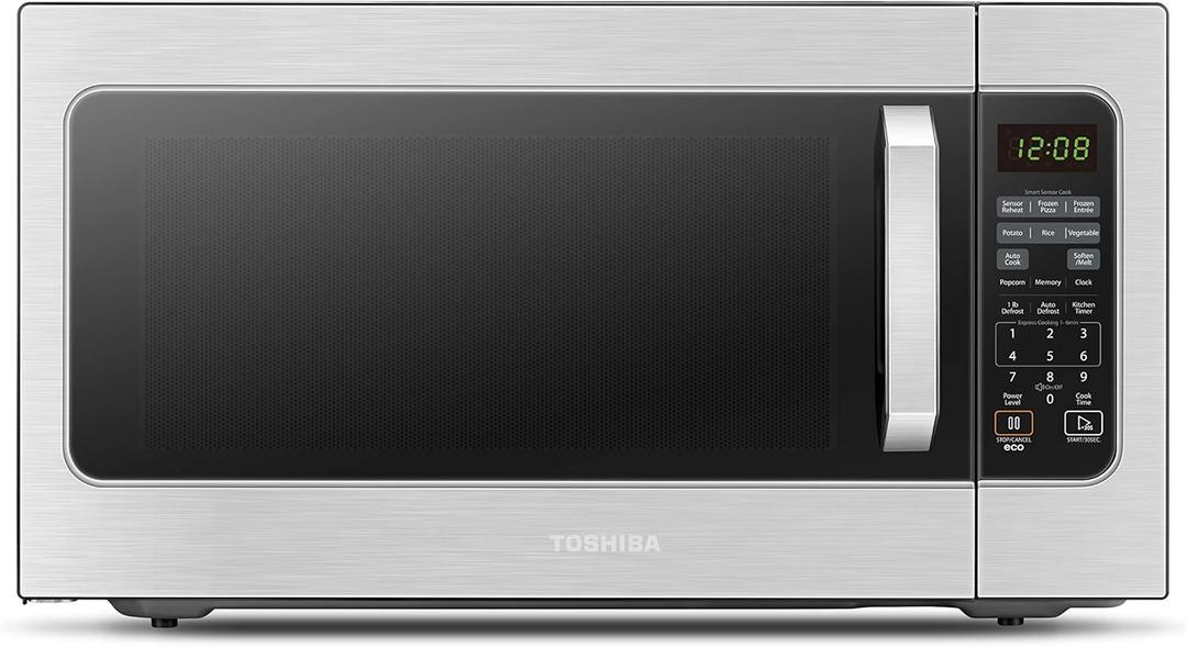 Toshiba ML-EM62P(SS) Large Countertop Microwave with Smart Sensor, 6 Menus, Auto Defrost, ECO Mode, Mute Option & 16.5" Position Memory Turntable, 2.2 Cu Ft, 1200W, Stainless Steel