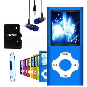 MP3 Player, Hotechs MP3 Music Player with 32GB Memory SD Card Slim Classic Digital LCD 1.82'' Screen MINI USB Port with FM Radio, Voice Record (Blue)
