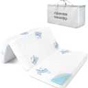 Trifold Pack and Play Mattress, 38"x26" Breathable High Density Soft & Firm Memory Foam Pack N Play Mattresses Pad, Foldable Baby Mattress for Pack N Play with Carrying Bag & Washable Cover (White-08)